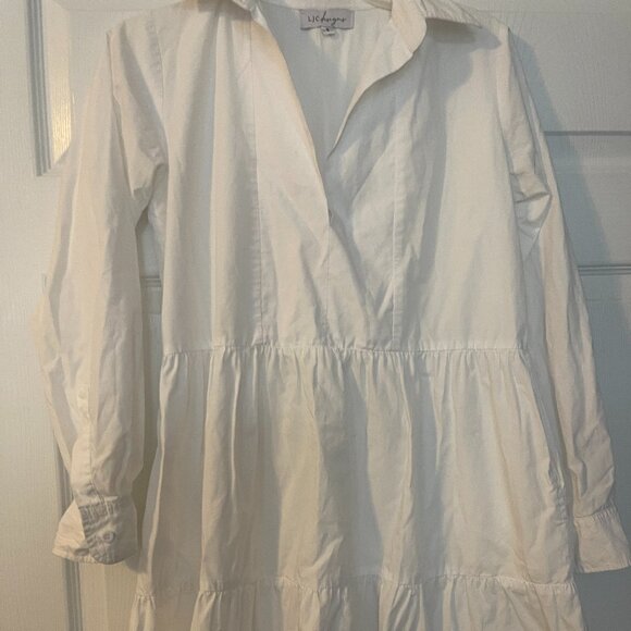 White crisp long sleeve shirt dress by LJC Designs - size S - Picture 1 of 7
